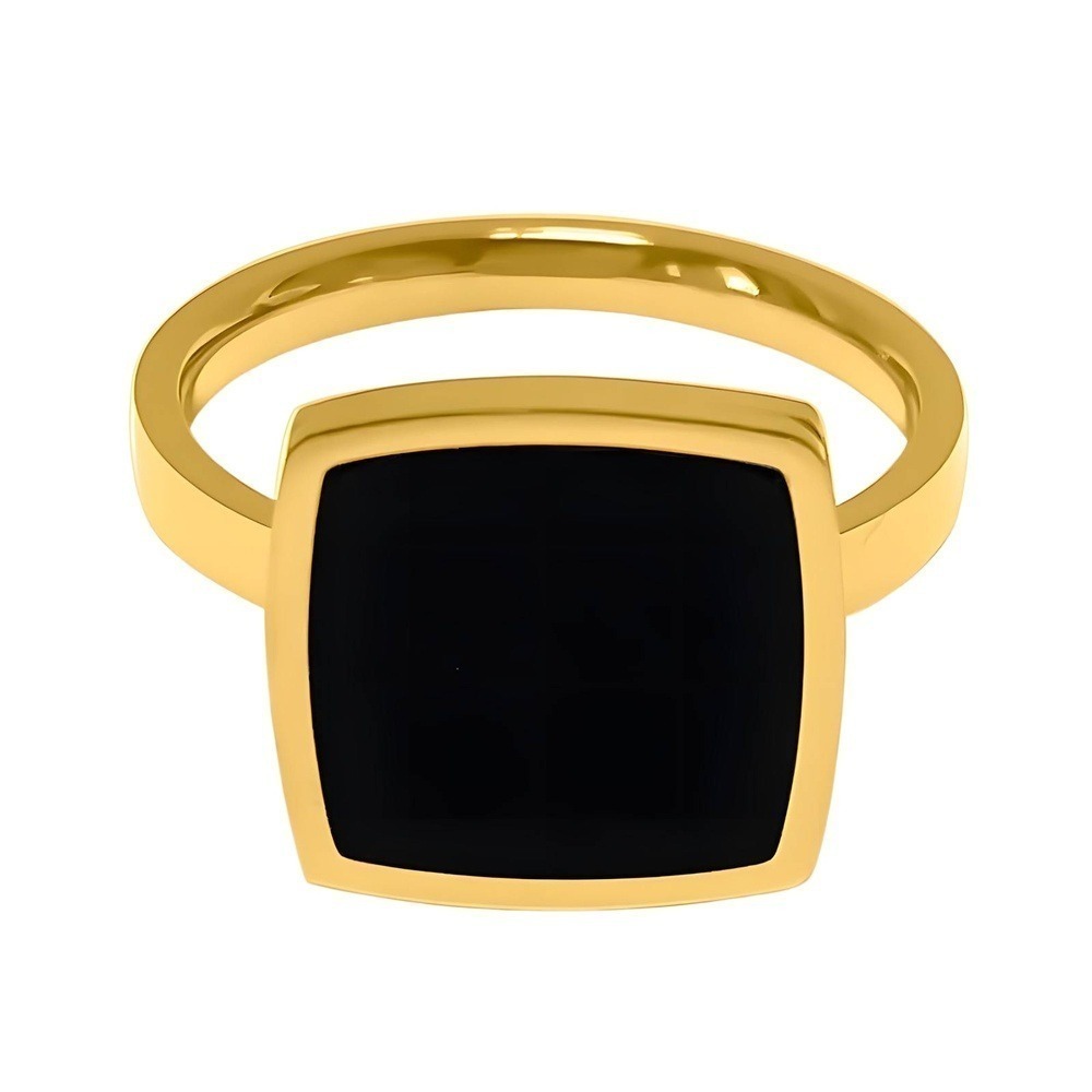 Modern Minimal 18K Gold Plated Stainless Steel Ebony Ring | Size 7 - Picture 3 of 8
